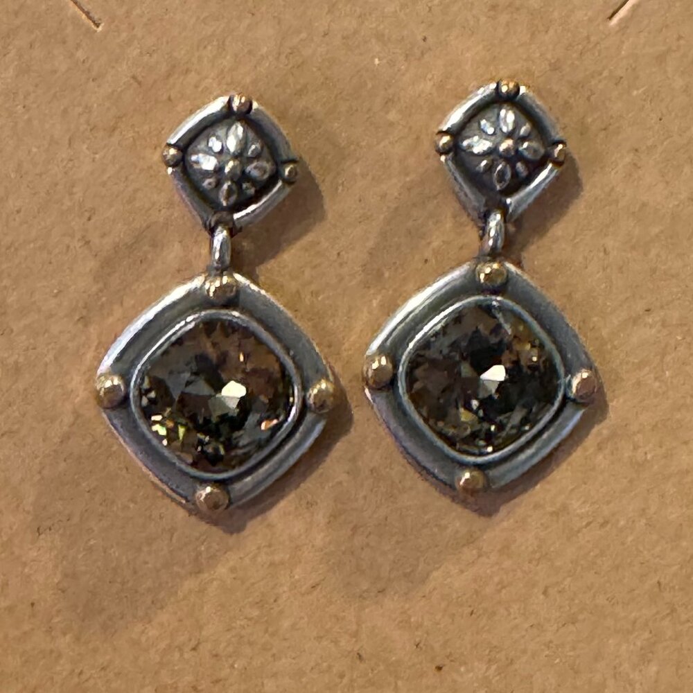 Elegant Two-Tone Drop Earrings with Post Back